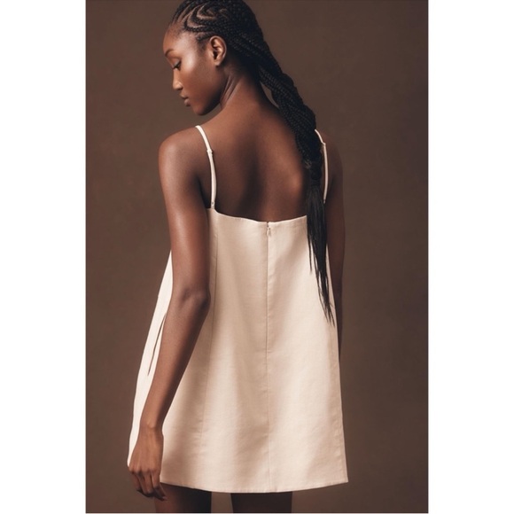 Anthropologie Mare Mare Linen Mini Dress Beige A-Line Square Neck XL NWT - Picture 2 of 5